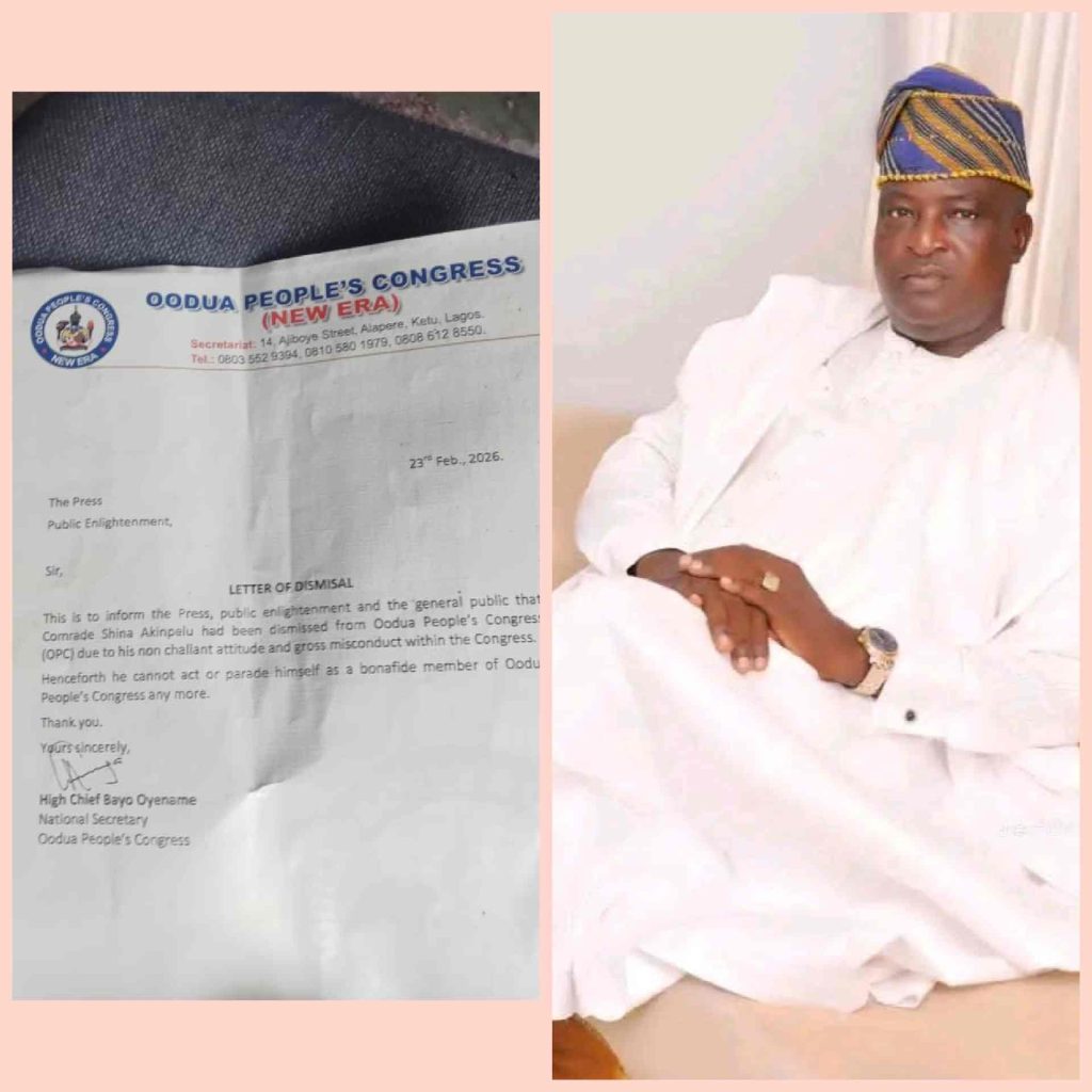 OPC New Era Dismisses Comrade Shina Akinpelu Over Alleged Gross Misconduct